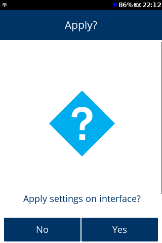 Apply settings with Yes