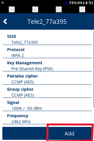 List of available Wi-Fi networks